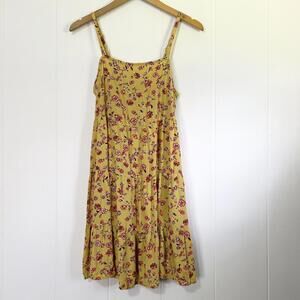 Old Navy Yellow Floral Sleeveless Tiered Babydoll Mini Dress Women's Medium